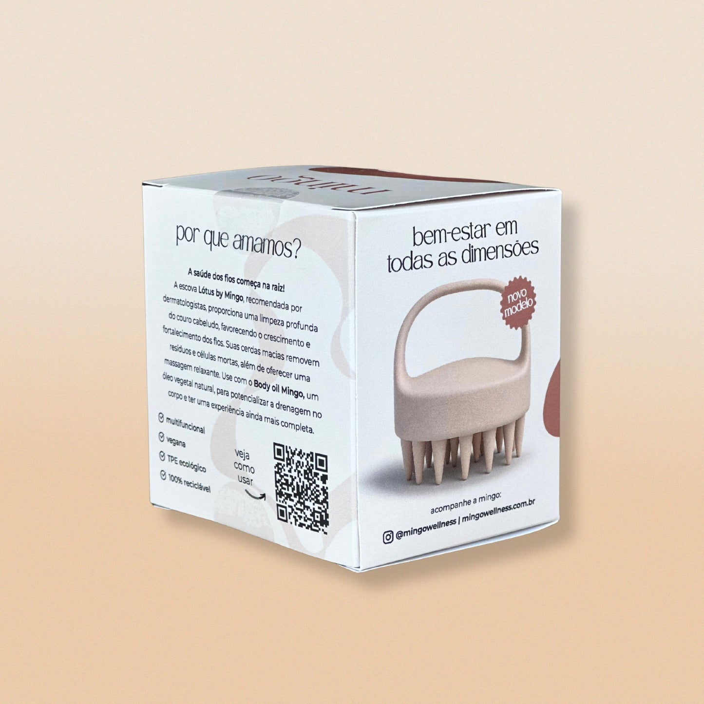 Escova de Massagem Capilar Lotus by Mingo – Estimula Crescimento dos Fios, Vegana e Ecológica